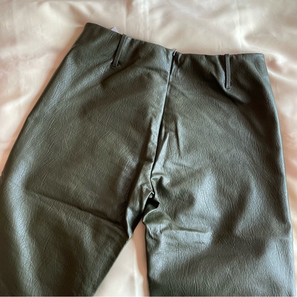 tigermist- olive teddie pu leather mi rise flared pants size xl nwt - Picture 6 of 6